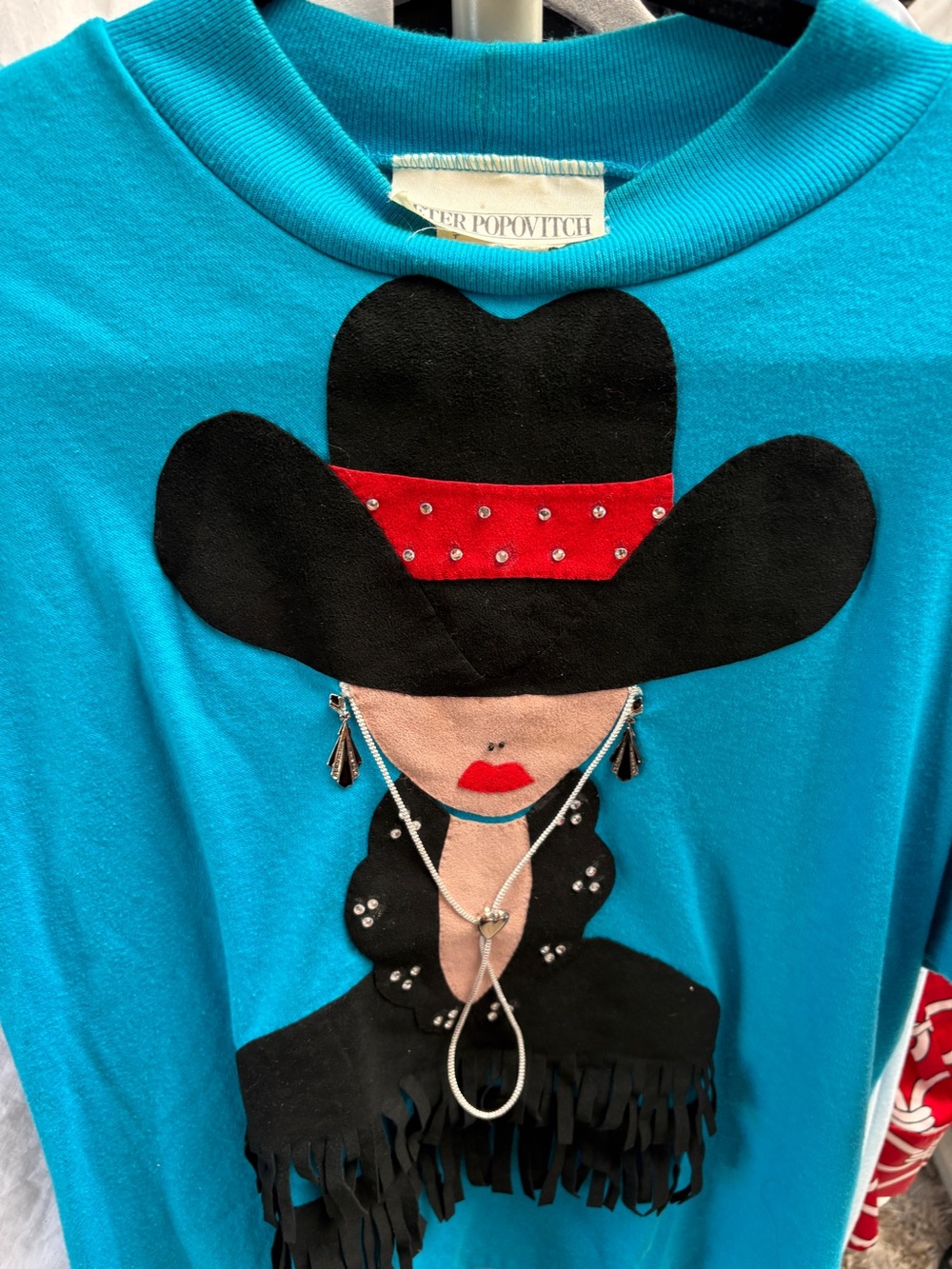 Vintage Turquoise Graphic Western Cowgirl Sweatshirt - Peter Popovitch